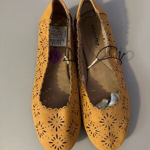 Yellow Laser Cut Ballet Flats